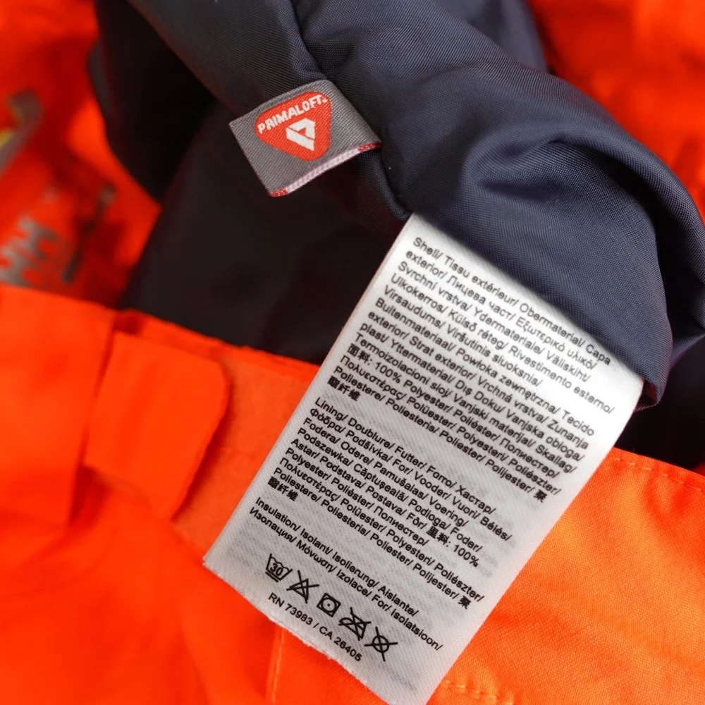 Helly Hansen Kids 10 Orange Primaloft Ski Snowboard Pants High Vis Neon Insulate